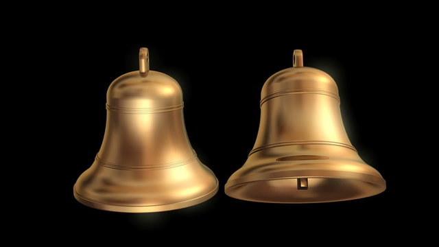 Two bells swing back and forth. Loops.