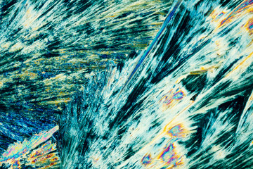 Sodium thiosulphate crystals in polarized light