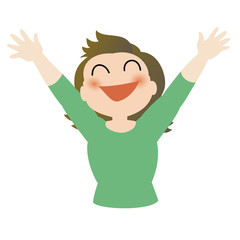 ばんざいする女性