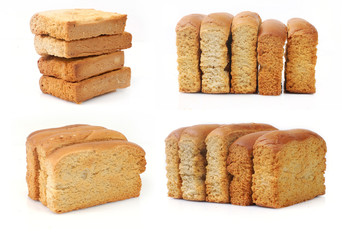 set of Toast bread in different angles , isolated on white