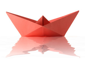 Origami red boat