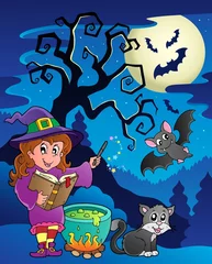 Peel and stick wall murals Cats Scene with Halloween theme 9
