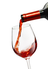 Pooring red wine in a wine glass