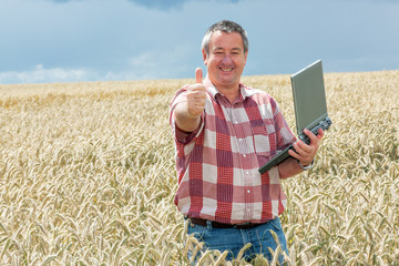 Agricultural engineer at the field inspection