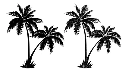 Poster Palmbomen, zwarte silhouetten © oksanaok