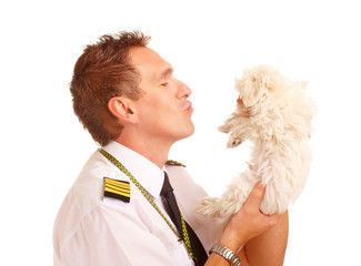 Airline pilot with dog