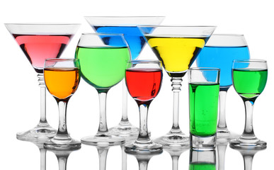 alcoholic cocktails isolated on white