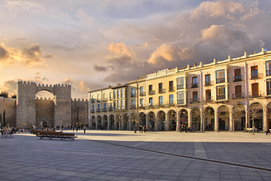 famous square "Plaza de Santa Teresa" in Avila, Spain
