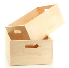 empty wooden crates isolated on white