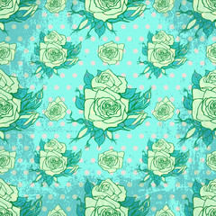 Vector vintage wallpaper with seamless rose pattern
