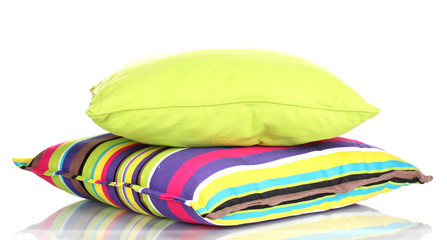 Bright color pillows isolated on white