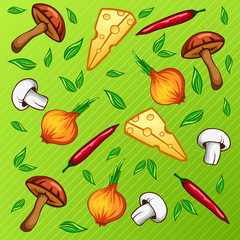 vector food background mushrooms and cheese