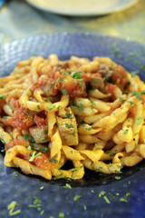 Italian busiate with tuna fish