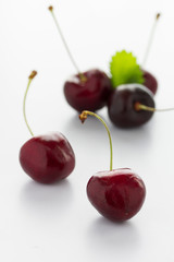 Sweet cherries on white background