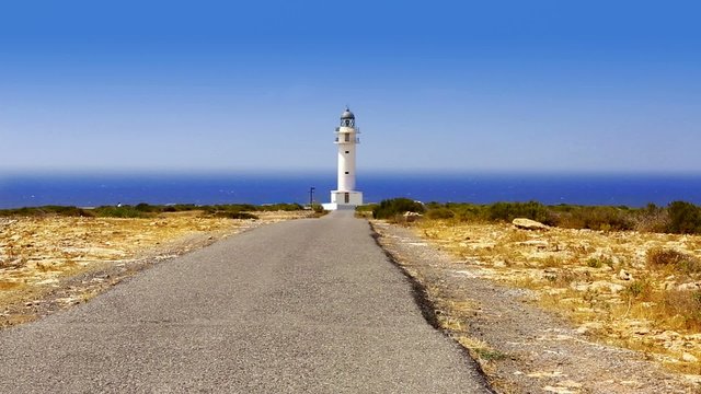 Barbaria cape Formentera lighthouse with mediterranean sea