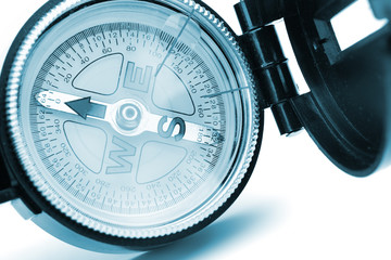compass closeup blue toned
