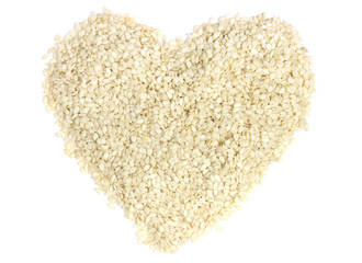 sesame seeds in shape of heart