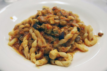 Italian busiate with tuna fish