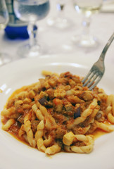 Italian busiate with tuna fish