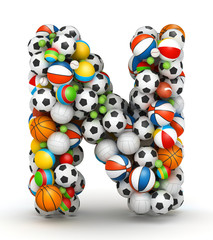 Letter N, gaming balls alphabet