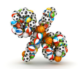 Percent sign , gaming balls alphabet