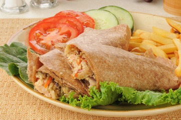 Salmon avocado wraps with tomatoes and cucumbers