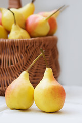 Some yellow pears in basket