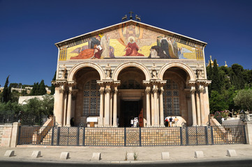 Fototapeta premium Church, Basilica of the Agony. Gethsemane garden. Jerusalem.