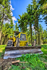 Fototapeta na wymiar Bulldozer w lesie