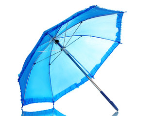 Blue umbrella isolated on white