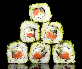 Tasty rolls isolated on black