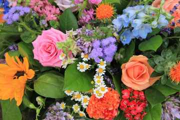 Mixed floral arrangement in bright colors