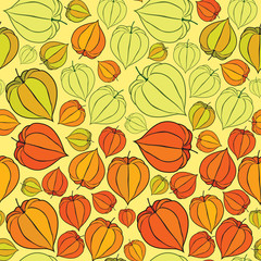 seamless pattern with floral motif on yellow background