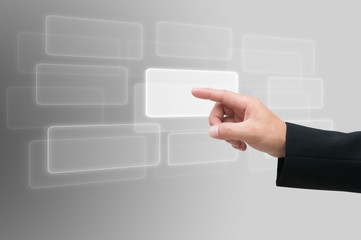 hand pushing on a touch screen interface