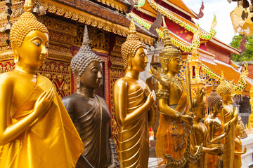 statues of Buddha in a temple