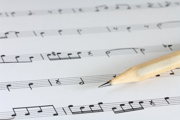 music sheet with pencil