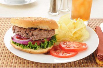 Thick homemade hamburger