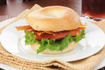 BLT sandwich on a bagel