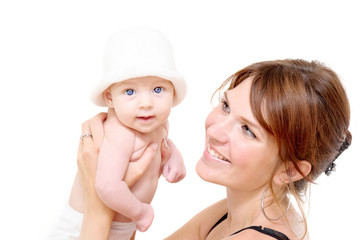 Mother holding sweet baby