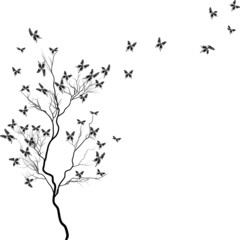 Fototapeta premium tree with black butterflies