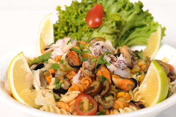 yummy italian pasta with seafood