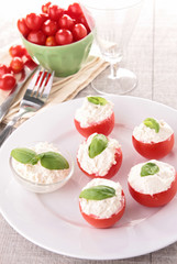 stuffed tomato with cheese and basil