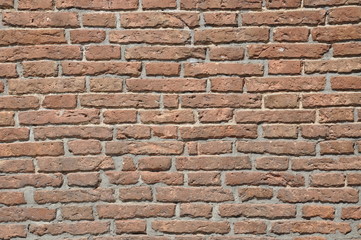 The background wall of red brick