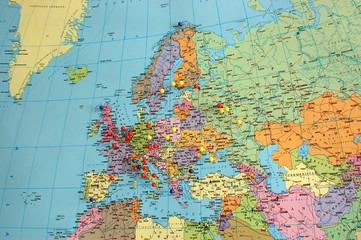 Europe Map With Travel Pins