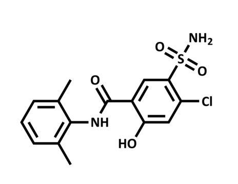 Chemical Structure of a molecule of Xipamide