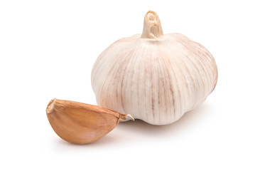 garlic isolated on white with clipping path