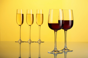 Glasses with wine