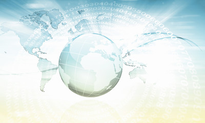 Planet earth and technology background