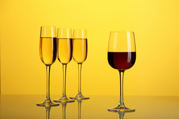 Glasses with wine