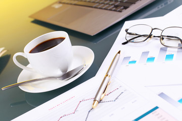 Business papers on the work place